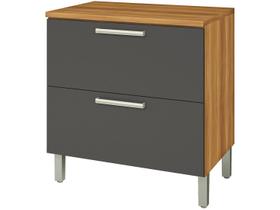 Balcão de Cozinha Burguesa MDF Com 1 Porta Marrom Freijó Cinza Balcão de Cozinha Burguesa MDF Com 1 Porta Marrom Freijó Cinza