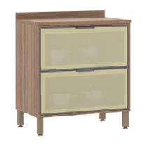 Balcão De Cozinha C/Tampo 80cm 2 Gavetões Frontal Vidro Balcão De Cozinha C/Tampo 80cm 2 Gavetões Frontal Vidro