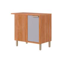 Balcão de Cozinha c/ Tampo Eloise Nicho de Canto c/ 1 Porta 92cm Cinamomo/Platina - MGM