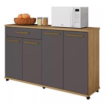 Balcão de Cozinha Campinas 4 Portas 1 Gaveta Cinamomo Grafite Balcão de Cozinha Campinas 4 Portas 1 Gaveta Cinamomo Grafite