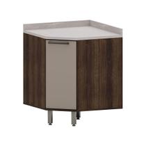Balcão De Cozinha Canto Diagonal 1 Porta E Com Tampo Luna Lu Nogueira Dourado-cinammon