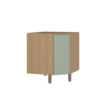 Balcão De Cozinha Canto Diagonal 74cm 1 Porta Sem Tampo Slim Freijó/verde Jade