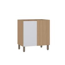 Balcão De Cozinha Canto Reto 80cm 1 Porta Sem Tampo Slim Luc Freijó/cinza Cristal