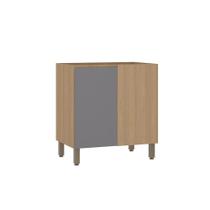 Balcão De Cozinha Canto Reto 80cm 1 Porta Sem Tampo Slim Luc Freijó/cinza Puro