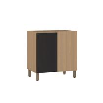 Balcão De Cozinha Canto Reto 80cm 1 Porta Sem Tampo Slim Luc Freijó/preto