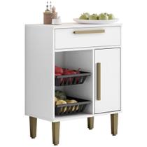 Balcão de Cozinha com Fruteira Lorena 1 Porta 1 Gaveta Branco Kaiki Móveis