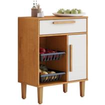 Balcão de Cozinha com Fruteira Lorena 1 Porta 1 Gaveta Nature Off Kaiki Móveis