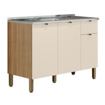 Balcão de Cozinha Com Pia 120cm Laura Plus Soft/Freijó Z06 - Mpozenato
