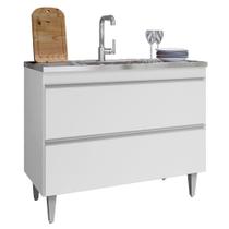 Balcão de Cozinha Com Pia Inox 100cm Julia M24 Branco - Mpozenato