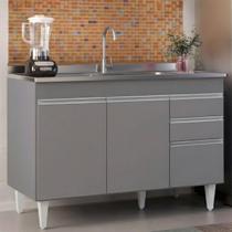 Balcão de Cozinha com Pia Inox 120cm Michigan Cinza - Lumil