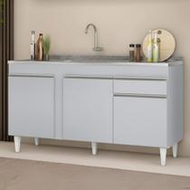 Balcão de Cozinha com Pia Inox 150cm Dakota Cinza Claro - Lumil