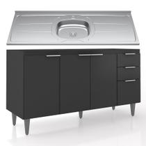 Balcão de Cozinha Com Pia Inox 150cm Pérola Z34 Preto - Mpozenato