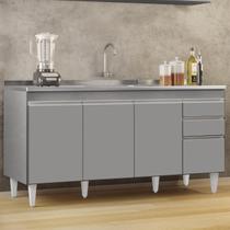 Balcão de Cozinha com Pia Inox 160cm Arkansas Cinza - Lumil