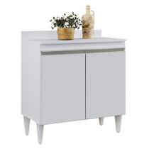 Balcão De Cozinha Com Tampo 02S Sara 80Cm Branco