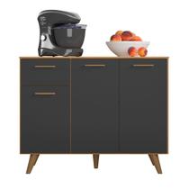 Balcão de Cozinha com Tampo 1,05cm 3 Portas e 1 Gaveta Freijó Uv/Grafite Acetinado Olinda - Poliman