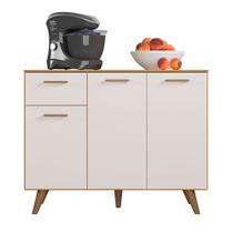 Balcão de Cozinha com Tampo 1,05cm 3 Portas e 1 Gaveta Freijó Uv/Off Acetinado Olinda - Poliman