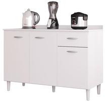 Balcão de Cozinha com Tampo 120 cm Branco Brilho - Poquema Balcão de Cozinha com Tampo 120 cm Branco Brilho - Poquema