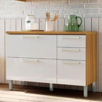 Balcão de Cozinha com Tampo 2 Portas 3 Gavetas Burguesa Premium 100% MDF Marrom/Amadeirado Freijó/Branco Balcão de Cozinha com Tampo 2 Portas 3 Gavetas Burguesa Premium 100% MDF Marrom/Amadeirado Freijó/Branco