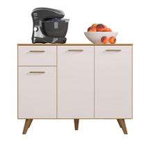 Balcão de Cozinha com Tampo 3 portas 1 Gaveta Olinda Freijó e Off White