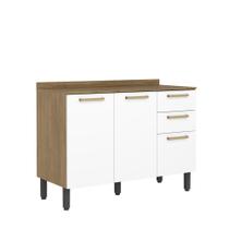 Balcão de Cozinha com Tampo 3 Portas 2 Gavetas Axé Branco