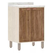 Balcão de Cozinha com Tampo 60 cm 2 Portas de Abrir 1 Prateleira Sofia Luciane Móveis