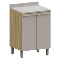 Balcão de Cozinha Com Tampo 60cm 2 Portas Freijó/Cinammon L01 - Mpozenato