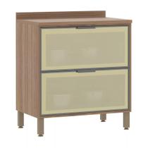 Balcão de Cozinha com Tampo 80 cm 2 Gavetões Frontal Vidro Reflecta Isa Luciane Móveis Balcão de Cozinha com Tampo 80 cm 2 Gavetões Frontal Vidro Reflecta Isa Luciane Móveis