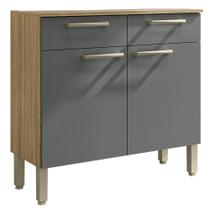Balcão de Cozinha Com Tampo 91cm Vivian Freijó/Gris Z06 - Mpozenato Balcão de Cozinha Com Tampo 91cm Vivian Freijó/Gris Z06 - Mpozenato