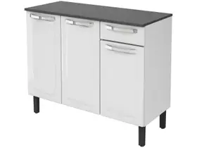 Balcão de Cozinha com Tampo Itatiaia Aço 3 Portas 1 Gaveta Rose Balcão de Cozinha com Tampo Itatiaia Aço 3 Portas 1 Gaveta Rose