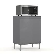 Balcão de Cozinha Com Tampo Multiuso Gabinete 2 Portas p/ Microondas Forno Air Fryer Móveis Modulado Cor Cinza BMD - Manu Móveis