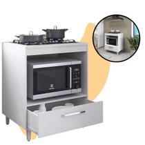 Balcão De Cozinha Compacta Móvel Fogão Cooktop 70x50x82,5cm Armário Pequeno Gaveta e Lugar para Forno Microondas Tampo S