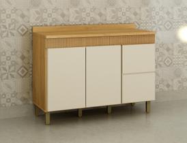 Balcão de Cozinha Dakota 1200 com Portas e Gavetas OFF WHITE