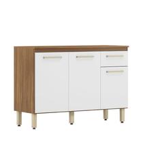 Balcão de Cozinha Dama 3 Portas e 1 Gaveta Amêndola/Branco com Tampo MDP - Demóbile Balcão de Cozinha Dama 3 Portas e 1 Gaveta Amêndola/Branco com Tampo MDP - Demóbile