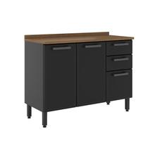 Balcão De Cozinha de Aço Com Tampo Bertolini 3 Portas 2 Gaveta Grafite