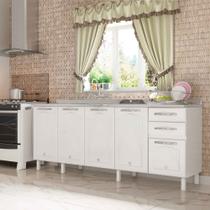 Balcão de Cozinha de Aço Telasul Star 5 Portas para Pia Branco - Telasul