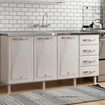 Balcão de Cozinha de Aço Telasul Star New Branco S/Tampo P/ Pia