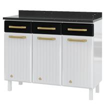 Balcão de Cozinha de Aço Triplo Telasul Diamante C/ Tampo Bco/Pto