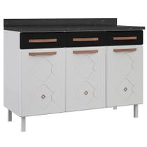 Balcão de Cozinha de Aço Triplo Telasul Mirage New C/ Tampo Branco/Preto