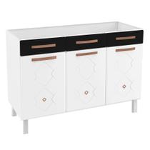 Balcão de Cozinha de Aço Triplo Telasul Mirage New S/ Tampo P/ Pia Branco/Preto Balcão de Cozinha de Aço Triplo Telasul Mirage New S/ Tampo P/ Pia Branco/Preto