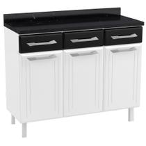 Balcão de Cozinha de Aço Triplo Telasul Topázio C/ Tampo Branco/Preto Balcão de Cozinha de Aço Triplo Telasul Topázio C/ Tampo Branco/Preto