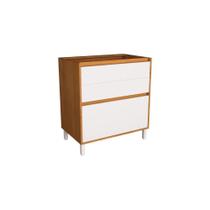 Balcão de Cozinha Denver PH 3108 c/ 3 Gavetas e Divisor de Talheres s/ Tampo 80cm Freijo Rocks/Branco - Herval