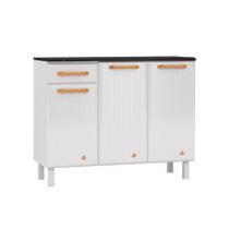 Balcão de Cozinha Diamante Smart 3 Portas e 1 Gaveta c/ Tampo 105cm Branco - Telasul Balcão de Cozinha Diamante Smart 3 Portas e 1 Gaveta c/ Tampo 105cm Branco - Telasul