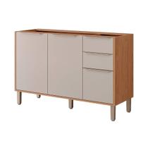 Balcão de Cozinha Divina 3 Portas e 2 Gavetas s/Tampo 120cm Freijo/Off White - MGM