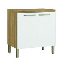 Balcão de Cozinha Duplo Com Tampo 2 Portas 0,80m Madeirado / Branco Ametista Kits Paraná