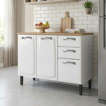 Balcão de Cozinha em Aço 3 Portas e 2 Gavetas 120cm sem Tampo New Premium Itatiaia Branco Balcão de Cozinha em Aço 3 Portas e 2 Gavetas 120cm sem Tampo New Premium Itatiaia Branco