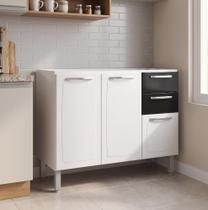 Balcão de Cozinha em Aço 3 Portas e 2 Gavetas 120cm sem Tampo Tarsila Itatiaia Preto/Branco