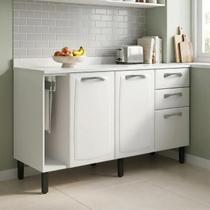 Balcão de Cozinha em Aço 3 Portas e 2 Gavetas com Toalheiro sem Tampo 140cm New Premium Itatiaia Branco