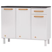 Balcão de Cozinha em Aço Diamante 3 Portas 1 Gaveta Branco 818134 - Telasul