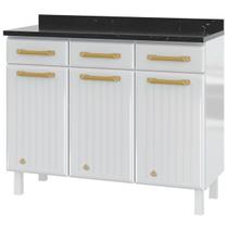 Balcão de Cozinha em Aço Diamante 3 Portas 3 Gavetas Branco 818108 - Telasul