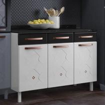 Balcão de Cozinha em Aço Triplo com Tampo 3 Portas 3 Gavetas Mirage New Preto/Branco